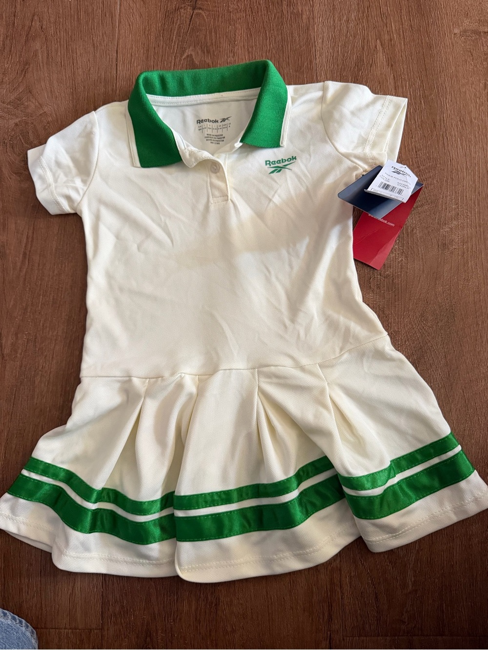Reebok White Polo Dress with Green Trim